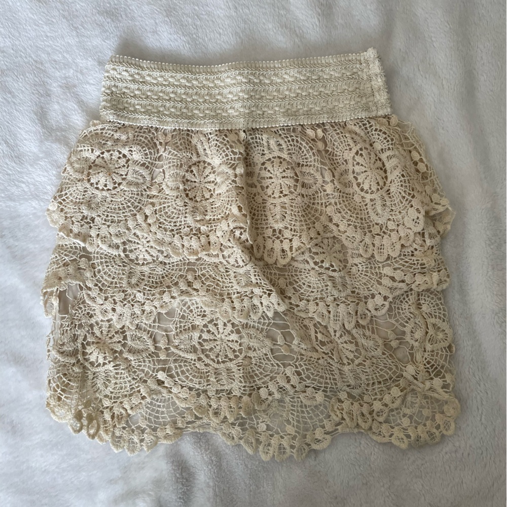 Elegant Cream Lace Skirt